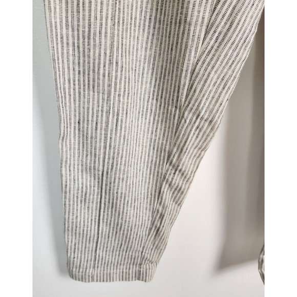 Significant Other Women's Sz. 6 Navy & Ivory LInen Blend Pleated Belted Pants - Picture 4 of 7